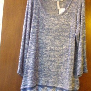 By Design Blue Sweater 3/4 Sleeve Medium NWT